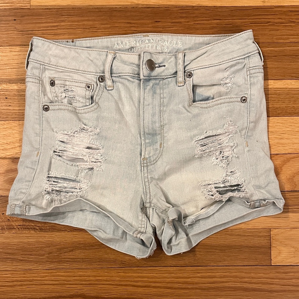 American Eagle Outfitters Light Wash Ripped Jean Shorts